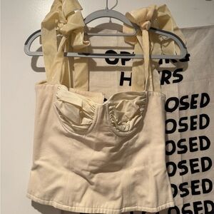 Cream Bustier Top with Bow Straps